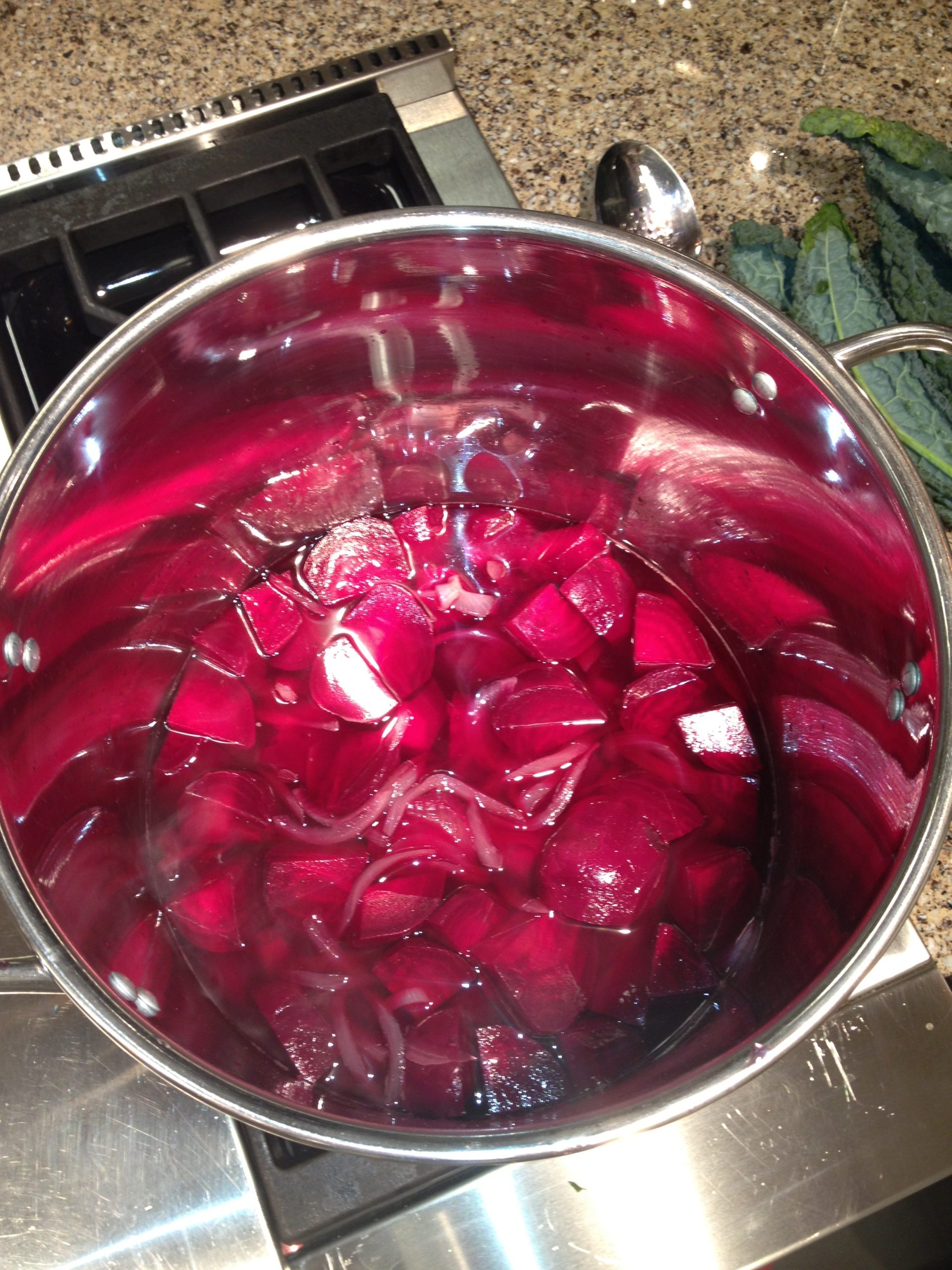 beets in stock pot on stove